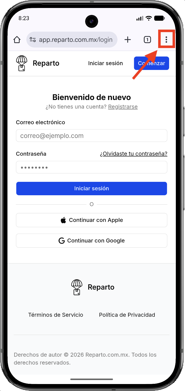 Paso 1 para instalar Reparto en Android