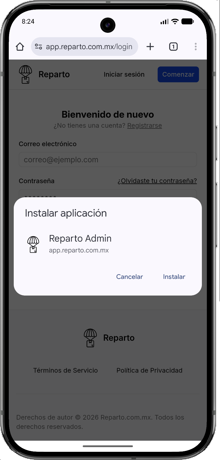 Paso 4 para instalar Reparto en Android
