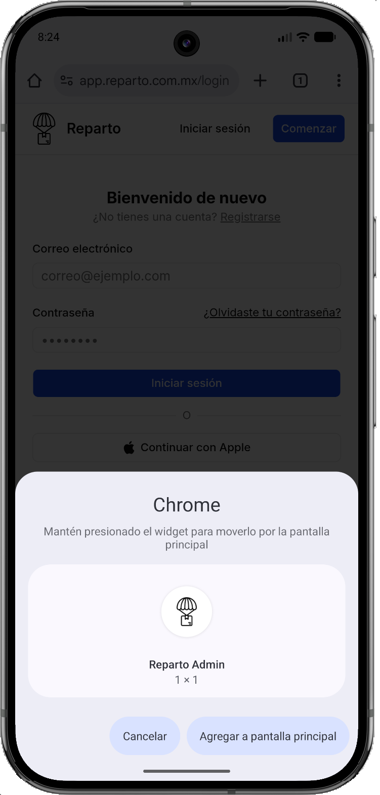 Paso 5 para instalar Reparto en Android