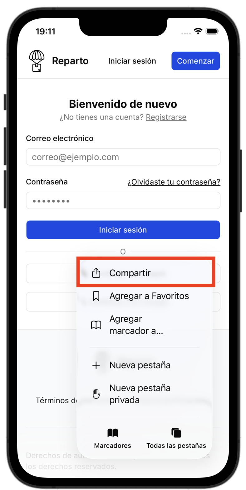 Paso 2 para instalar Reparto en iPhone