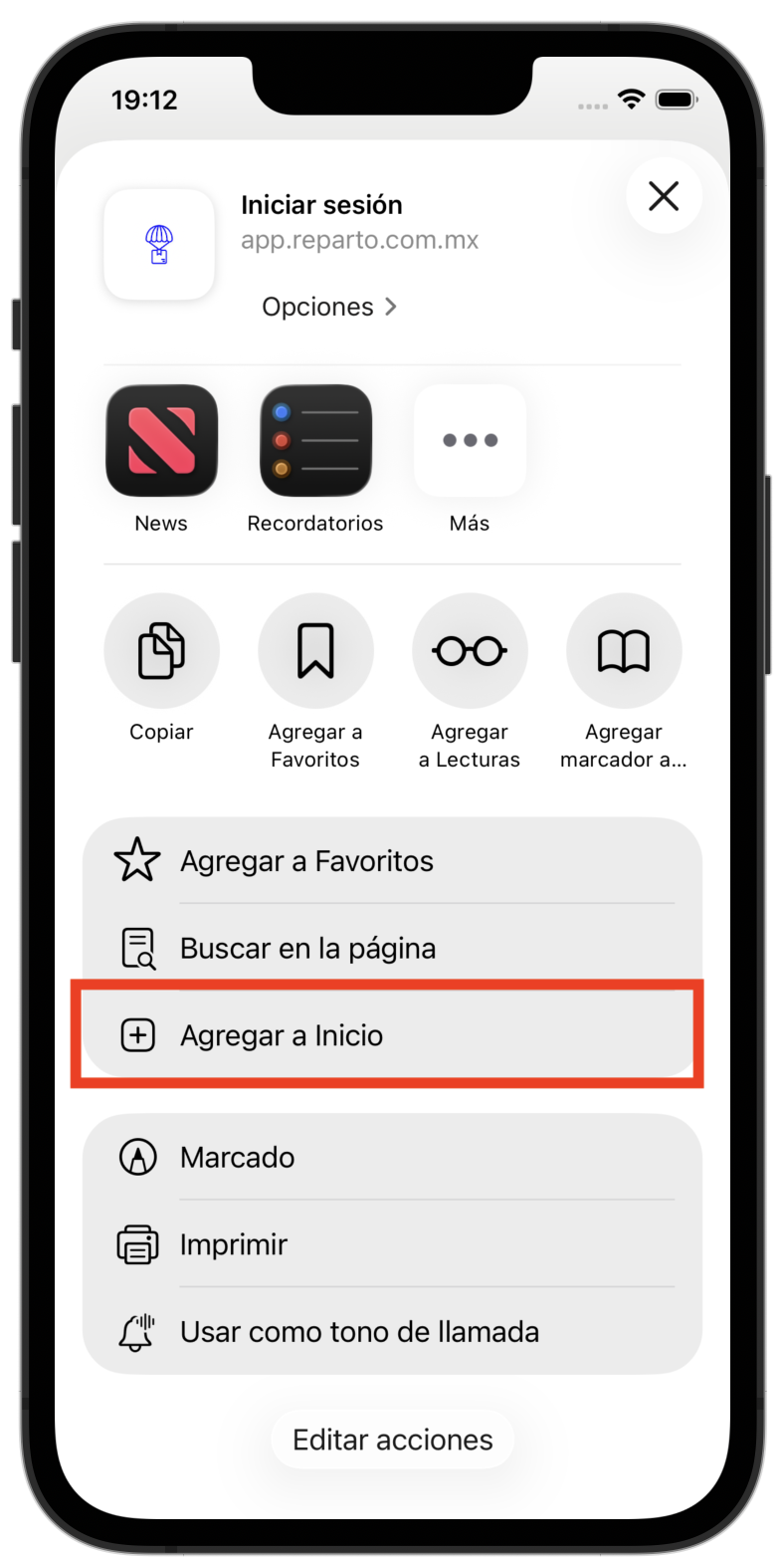 Paso 3 para instalar Reparto en iPhone